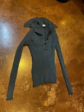 DIARTE Ribbed Merino Wool Collared Sweater | Polo Funnel Neck | Made in Spain